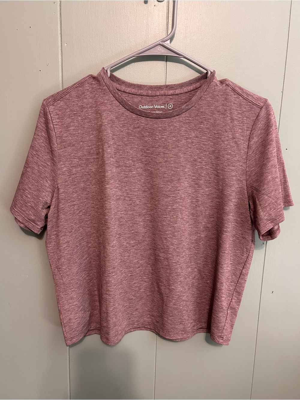 Outdoor Voices Heather Mauve Short Sleeve Crew Tee - Dusty Pink